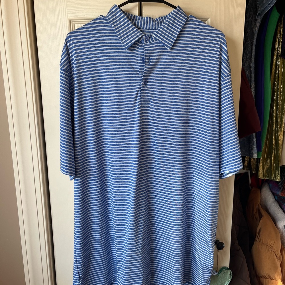 Taylor & Mick Blue Striped Polo Shirt for Men